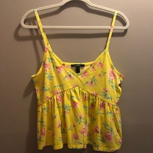 Size Medium Forever 21 yellow floral tank- never worn